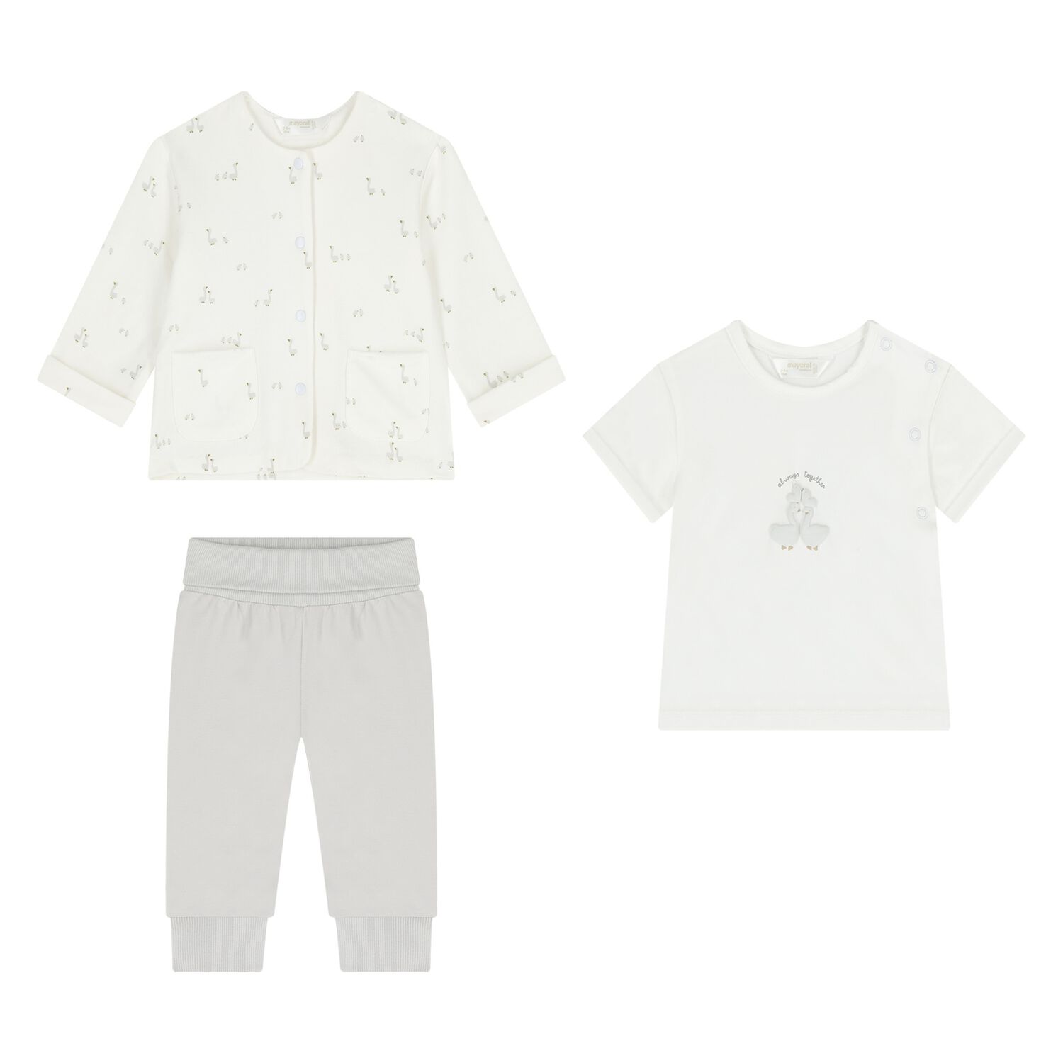 Ivory & Grey Baby Tracksuit Set ( 3 Piece ), 1, hi-res
