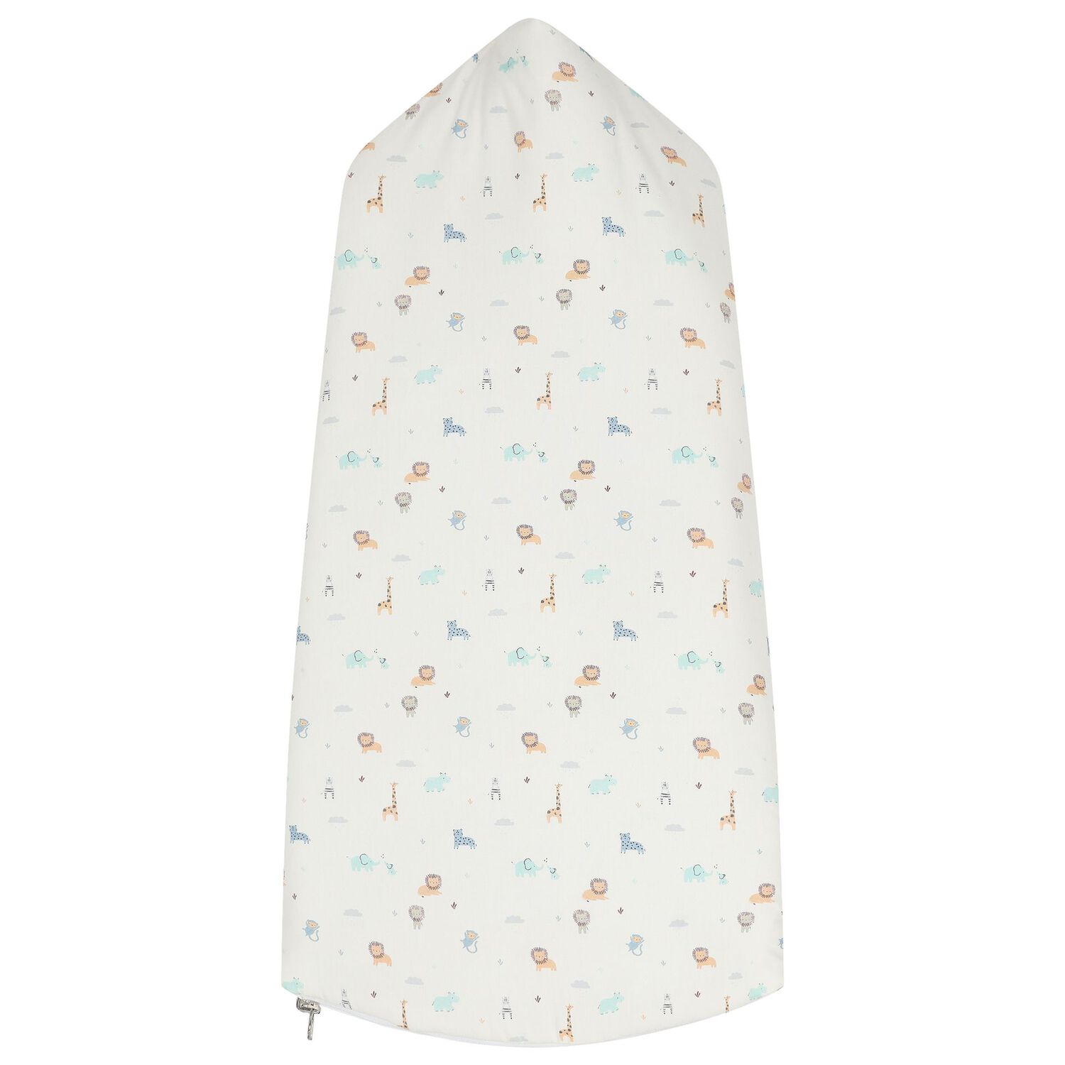 Ivory & Blue Safari Hooded Reversible Baby Nest, 1, hi-res