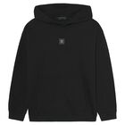 Boys Black Printed Hooded Top, 1, hi-res