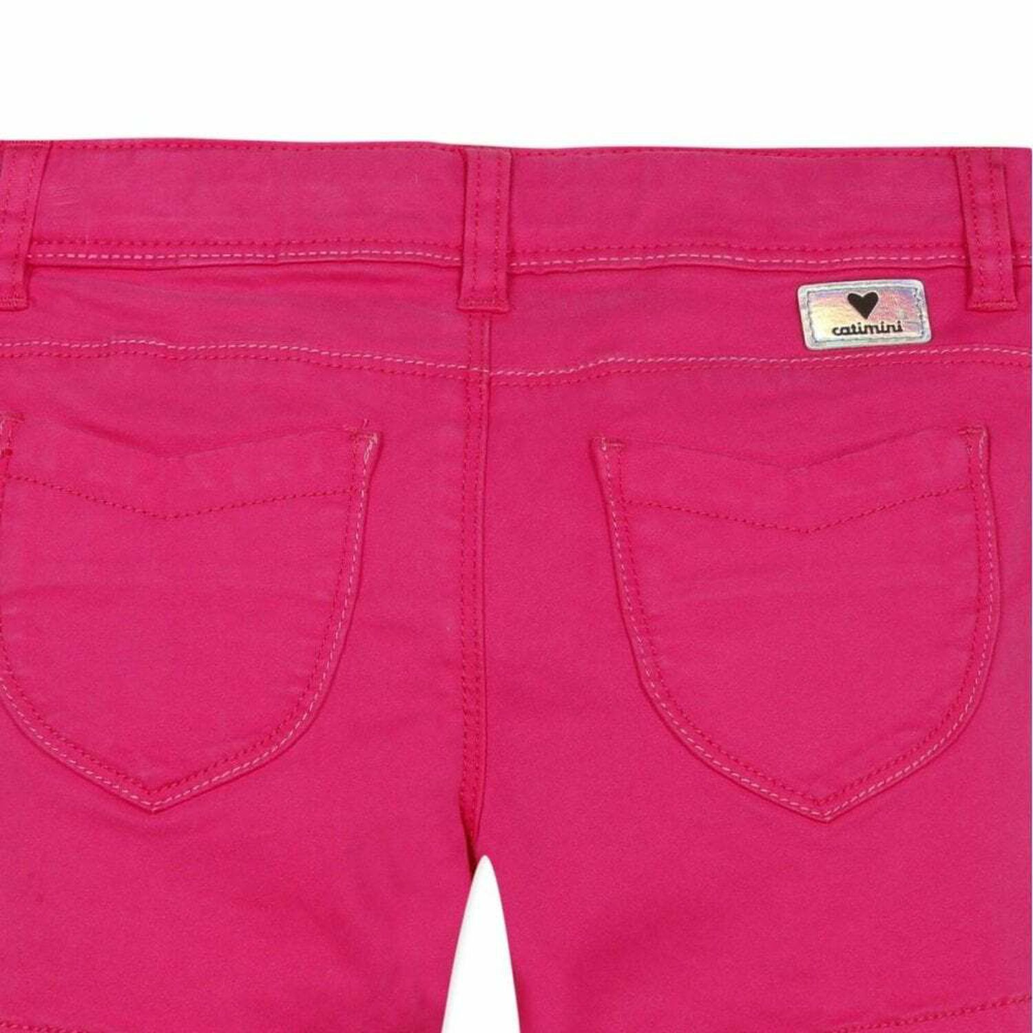 Girls Fuchsia Pink Cotton Shorts, 1, hi-res