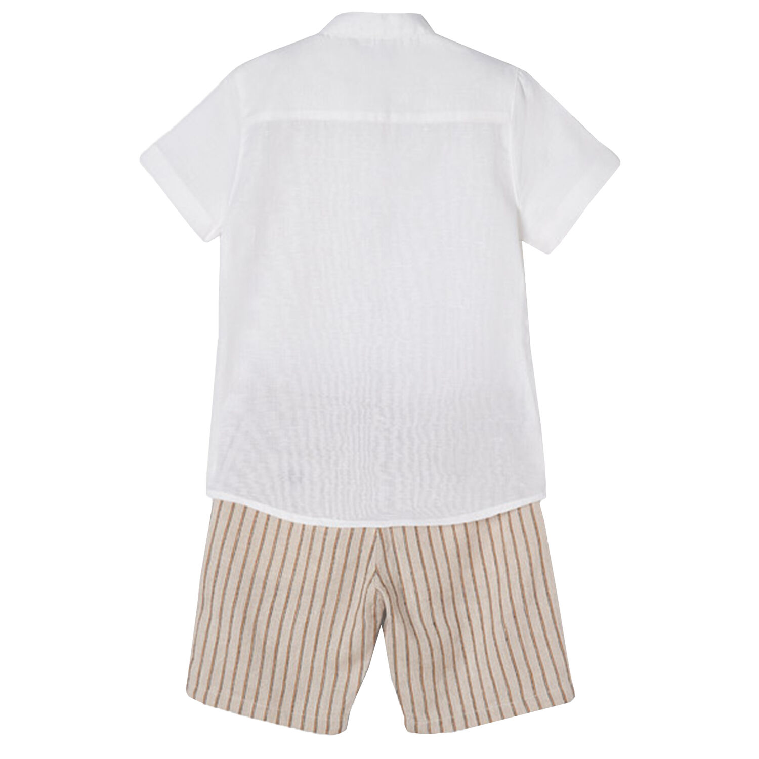 Boys White & Beige Shorts Set, 1, hi-res