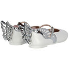 Girls White & Silver Leather Shoes, 1, hi-res