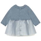 Baby Girls Blue Knitted & Tulle Dress, 3, hi-res