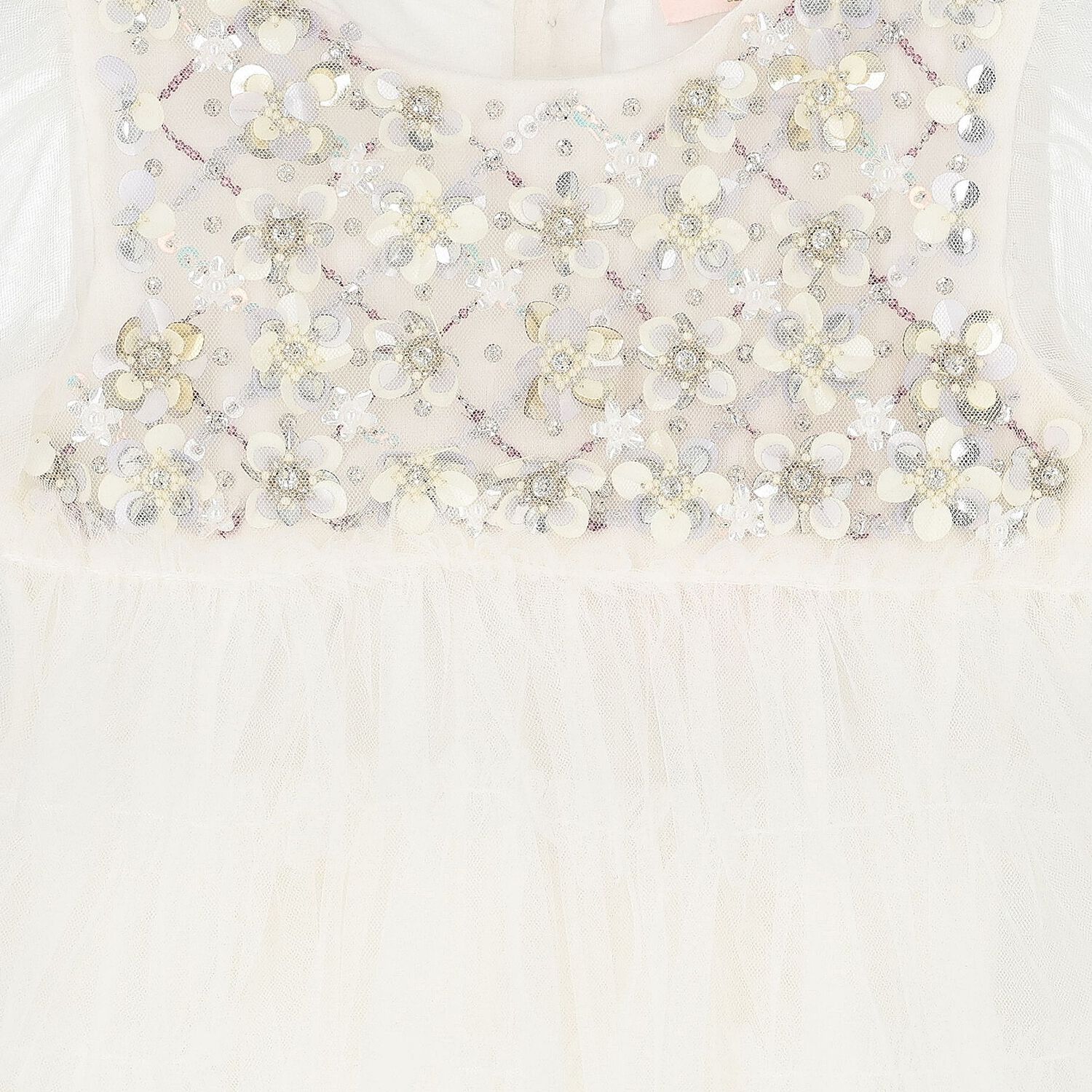 طقم فستان تول باللون عاجي للبنات , 1, hi-res