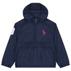 Boys Navy Blue Pony Logo Jacket, 1, hi-res