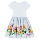 فستان بطبعة الزهور باللون الأزرق للبنات, 2, hi-res