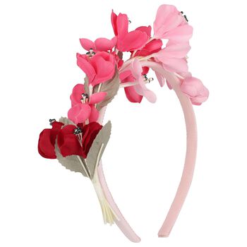 رابطه رأس للبنات مزينه بالزهور باللون الوردى 