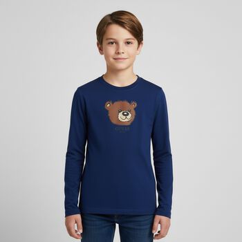 Boys Blue Teddy Bear Long Sleeve Top
