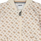 Younger Boys Beige Logo Tracksuit, 1, hi-res