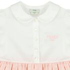 Baby Girls White & Pink FF Logo Dress, 1, hi-res