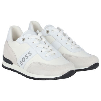 Boys White Logo Trainers