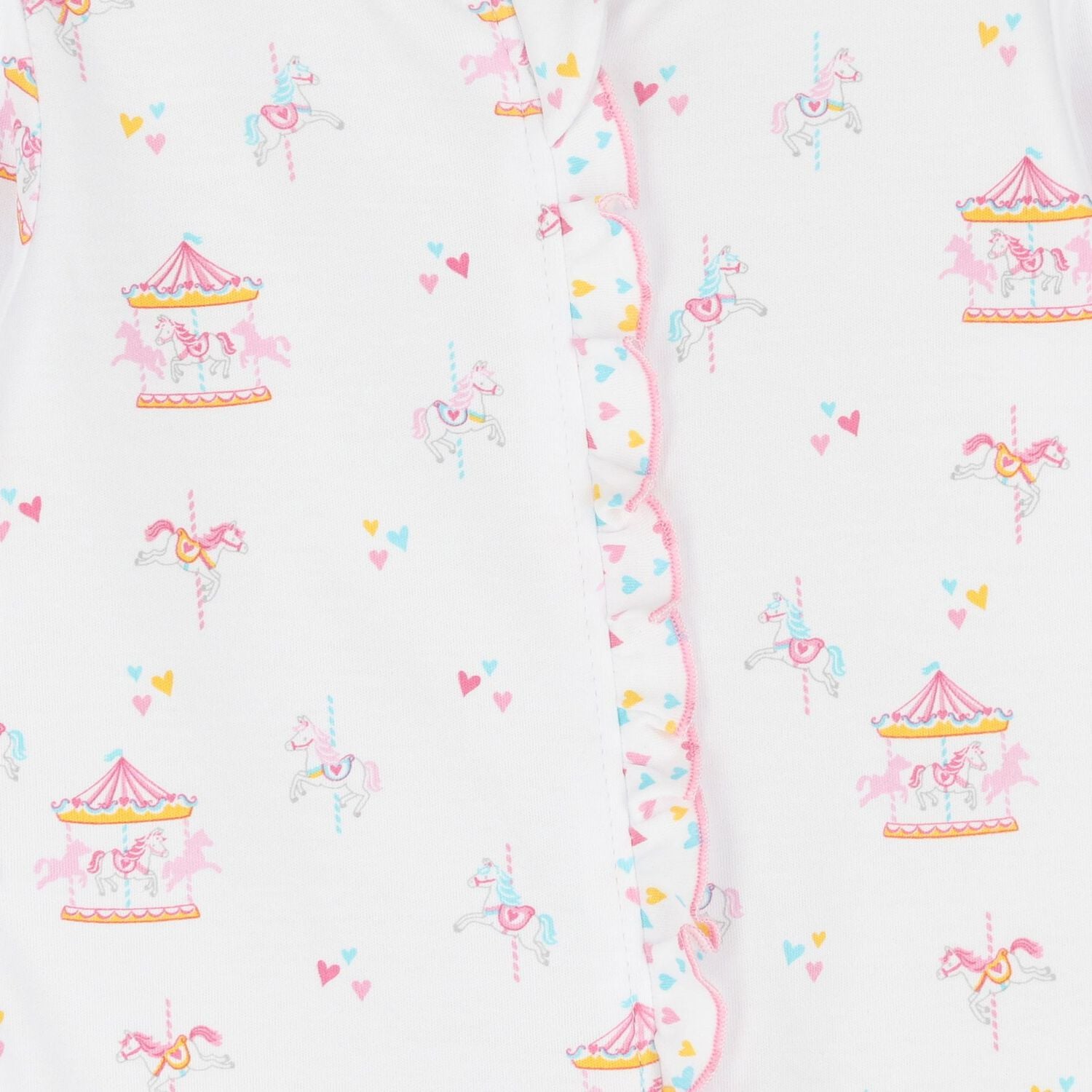Baby Girls White & Pink Carousel Babygrow, 1, hi-res