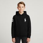 Boys Black Logo Hooded Top, 1, hi-res