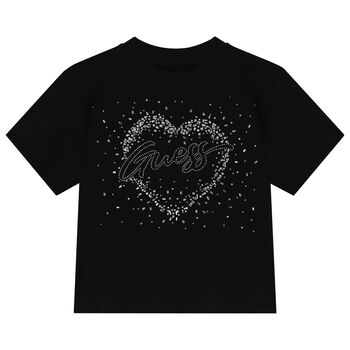 Girls Black Embellished Logo T-Shirt