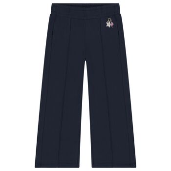 Girls Navy Blue Logo Trousers