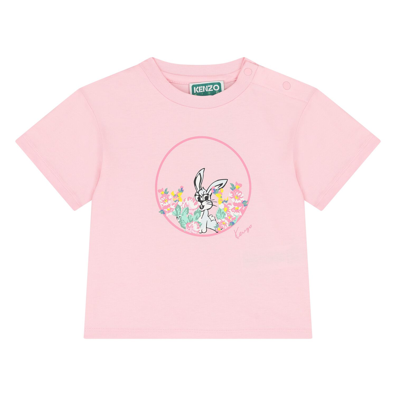 Younger Girls Pink Bunny Logo T-Shirt, 1, hi-res