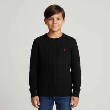 Boys Black Logo Knitted Top