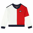 Girls Red, White & Blue Logo Sweatshirt, 1, hi-res
