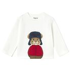 Younger Boys Ivory Tiger Long Sleeve Top, 2, hi-res