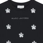 تي شيرت بناتي أسود بشعار زهرة, 1, hi-res