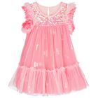Girls Pink Sequin Tulle Dress, 1, hi-res