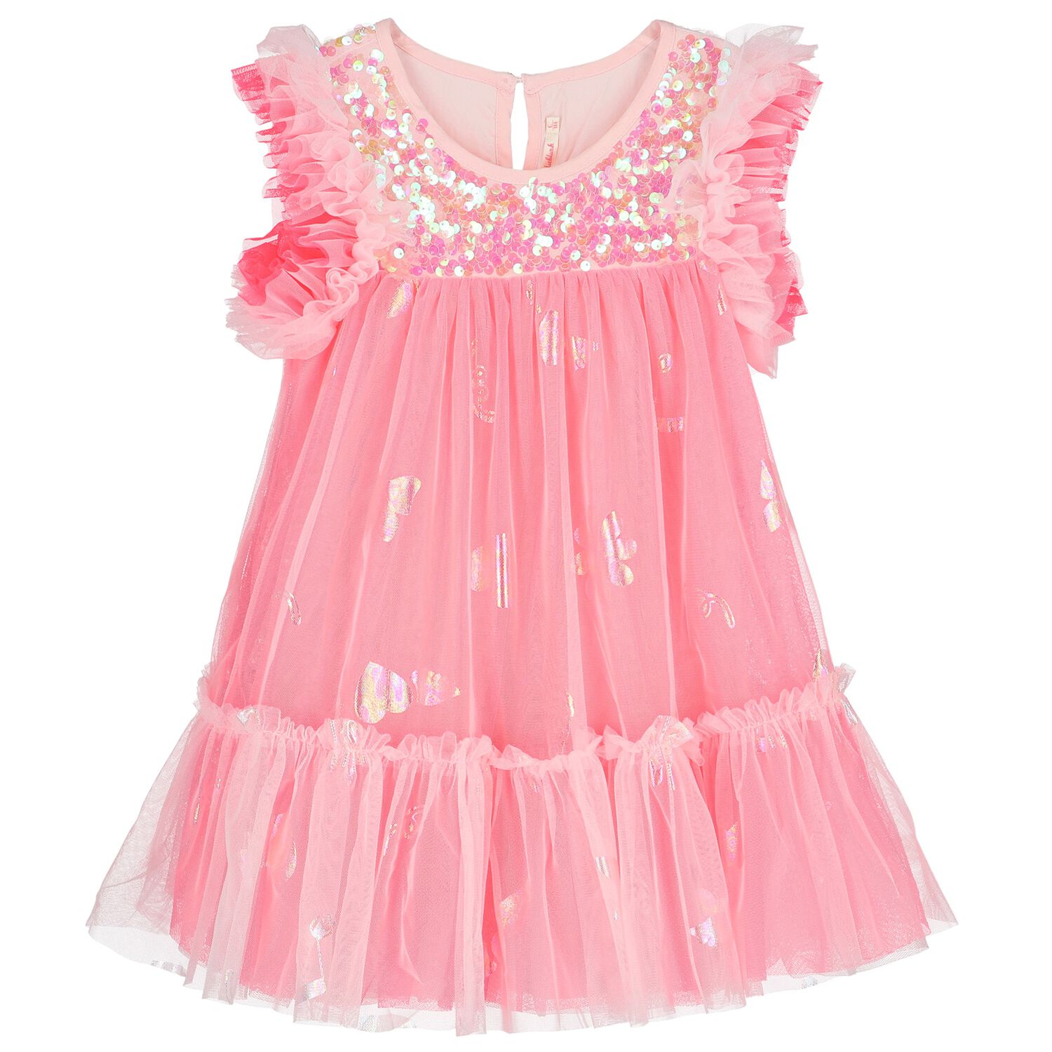 Girls Pink Sequin Tulle Dress, 1, hi-res image number null