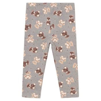 Younger Girls Grey Teddy Bear Leggings