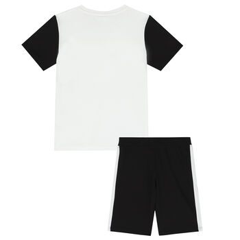 Boys White & Black Shorts Set