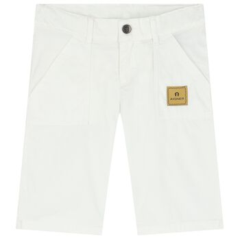 Boys White Logo Shorts