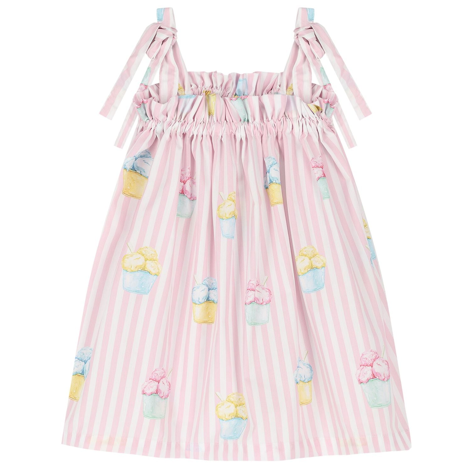 Girls White & Pink Ice Cream Beach Dress, 2, hi-res