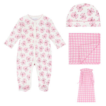 Baby Girls Ivory & Pink Babygrow Set