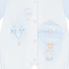 Baby Boys Blue & White Hot Air Balloon Babygrow, 1, hi-res