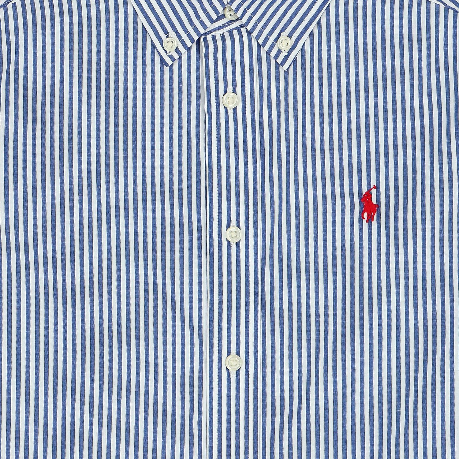 قميص أولاد بالشعار مخطط باللون الأبيض والأزرق, 1, hi-res image number null