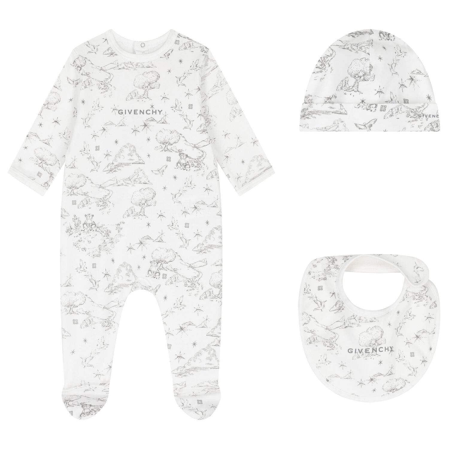 White & Grey Logo Babygrow Gift Set, 1, hi-res