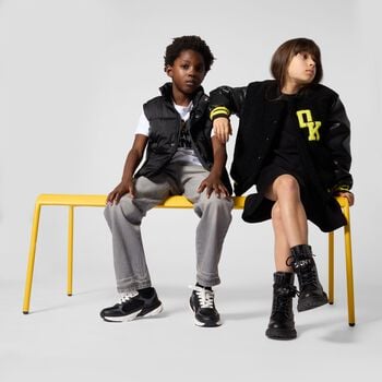 Girls Mini Me Black Logo Dress