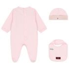 Baby Girls Pink & Gold Logo Babygrow Gift Set , 3, hi-res