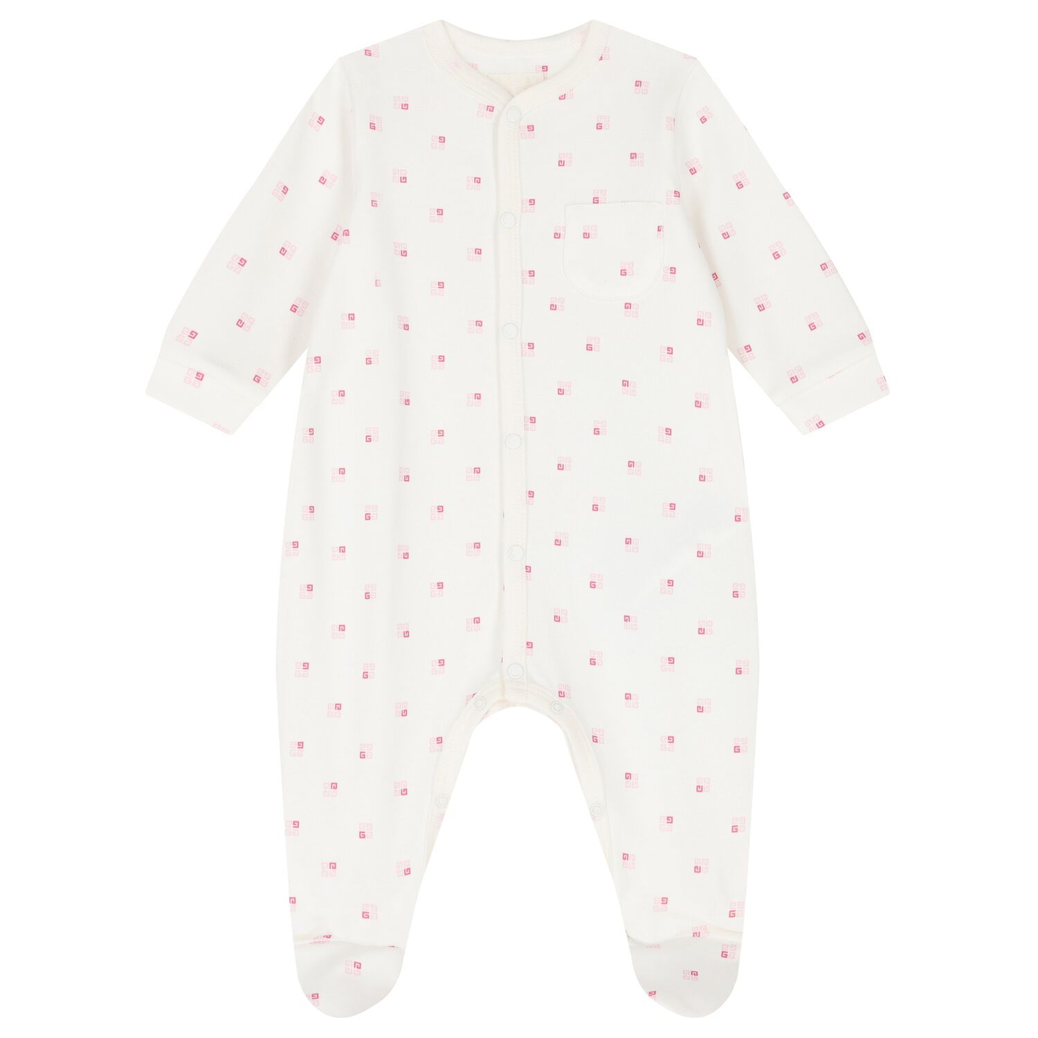 Baby Girls White & Pink Logo Babygrow, 2, hi-res