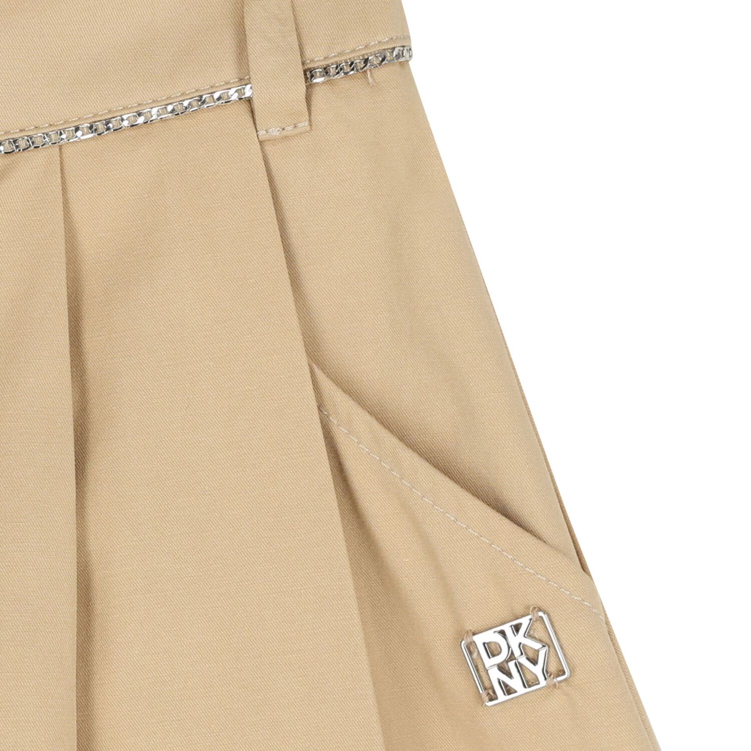 Girls Beige Logo Shorts, 1, hi-res