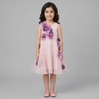 Girls Pink 3D Floral Organza Dress, 1, hi-res