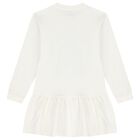 Girls Ivory Teddy Bear Logo Dress, 1, hi-res