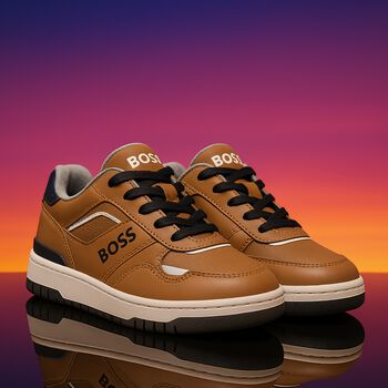 Boys Beige Logo Trainers
