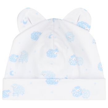 Baby Boys White & Blue Sheep Hat