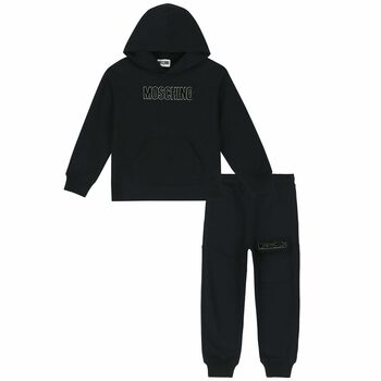 Boys Black Logo Tracksuit