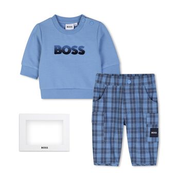 Baby Boys Blue Logo Trouser Set