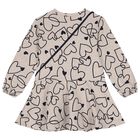 طقم فستان بنات بشعار القلب باللون البيج, 3, hi-res