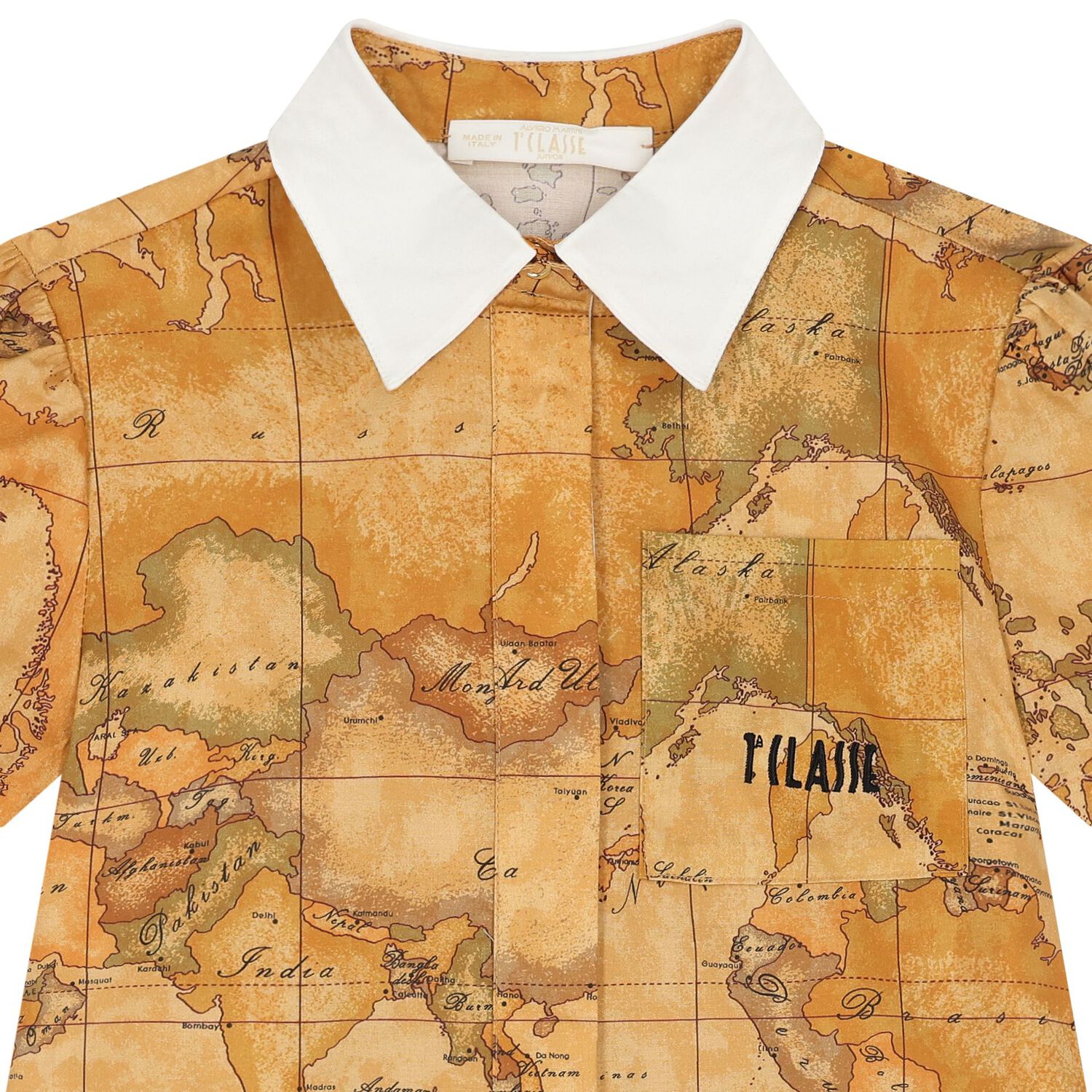 Girls Beige Geo Map Dress, 1, hi-res