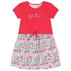 Girls Pink & White Logo Floral Dress, 1, hi-res
