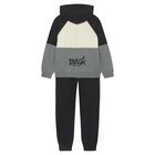 Boys Black, Ivory & Grey Tracksuit, 1, hi-res