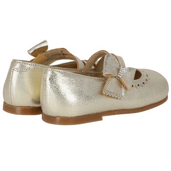 Baby Girls Gold Embellished Bow Shoes