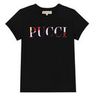 Girls Black Logo T-Shirt, 2, hi-res